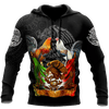 Maxcorners Rooster All Over Printed Red Green Unisex Deluxe Hoodie