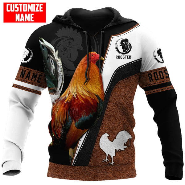Maxcorners Personalized Name Rooster Brown Unisex Hoodie