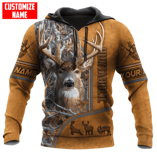 Maxcorners Huntaholic Personalized Name 3D Over Printed Hoodie