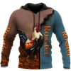 Maxcorners Rooster Unisex Deluxe Blue Hoodie