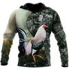 Maxcorners Rooster Unisex Deluxe Green Hoodie