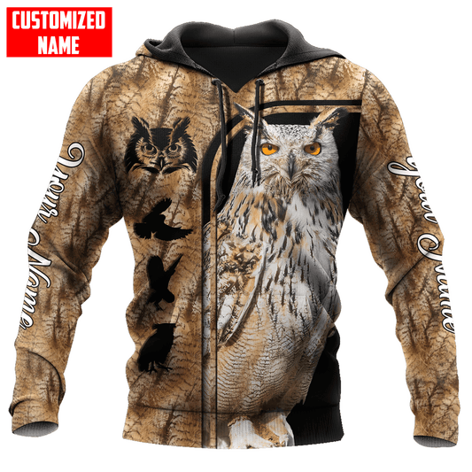 Maxcorners Customized Name Owl Hunting 3D Design All Over Printed