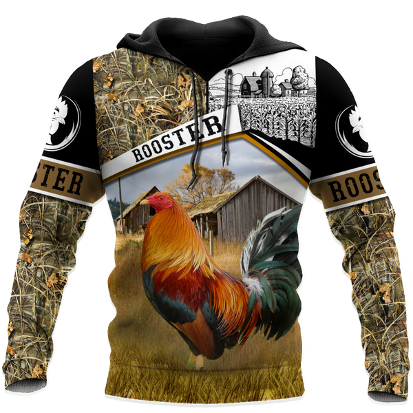 Maxcorners Brown Red Rooster Unisex Deluxe Hoodie