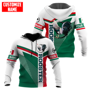 Maxcorners Personalized Name Rooster Green Unisex Hoodie