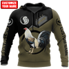Maxcorners Personalized Name Rooster Green Unisex Hoodie