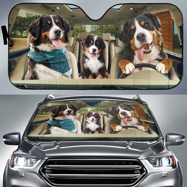 Maxcorners DRIVING BERNESE MOUNTAIN DOG All Over Printed 3D Sun Shade