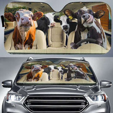 Maxcorners Driving Holstein Cattle All Over Printed 3D Sun Shade