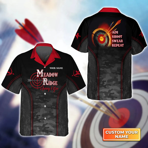 Maxcorners Archery Aim Shoot Swear Repeat 3D Hawaiian Shirt