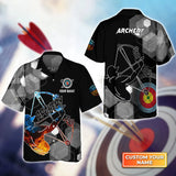 Maxcorners Archery Summer Short Sleeve Shirts Personalized Name 3D Target Bow Hawaiian Shirt