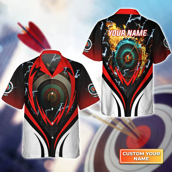 Maxcorners Archery Target Board On Flame 3D Hawaiian Shirt