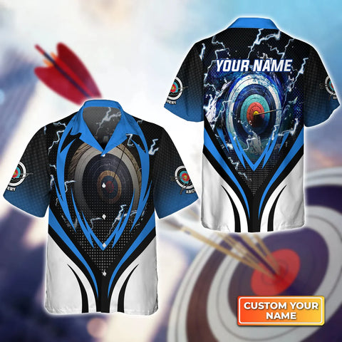 Maxcorners Personalized Name Archery Target Board Whirlpool 3D Hawaiian Shirt