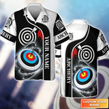 Maxcorners Archery Targets Black White Personalized Name 3D Hawaiian Shirt Gift For Archer