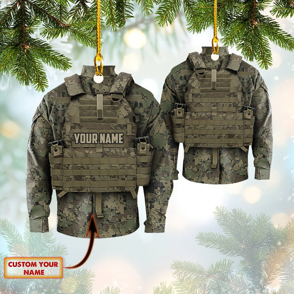 Maxcorners Army Uniform Shaped Ornament - Veteran Gift Ornament - Christmas Gift- Custom Name