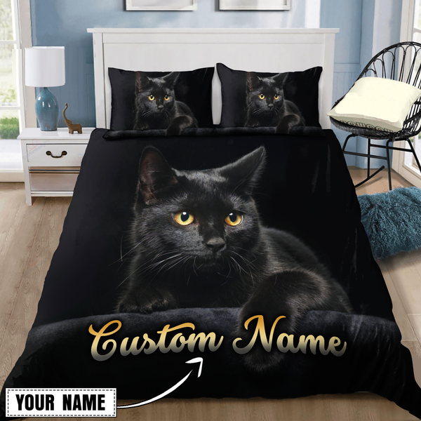 Maxcorners Customize Name Black Cat Bedding - Blanket