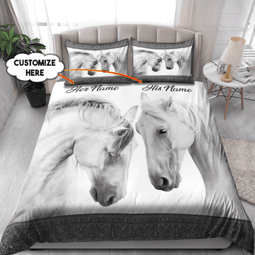 Maxcorners Personalized Rodeo White Horses Couple - Blanket
