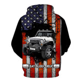 Maxcorners Eat Sleep Jeep US Flag - Hoodie PT141222