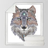 Maxcorners Tattoo Head Wolf Native American Blanket