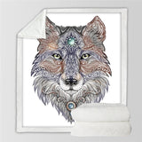 Maxcorners Tattoo Head Wolf Native American Blanket