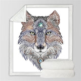 Maxcorners Tattoo Head Wolf Native American Blanket