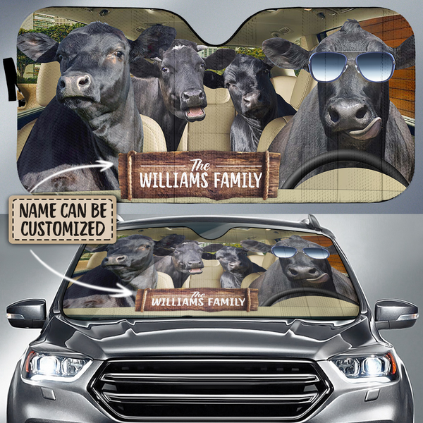 Maxcorners Personalized Name Black Angus CAR All Over Printed 3D Sun Shade
