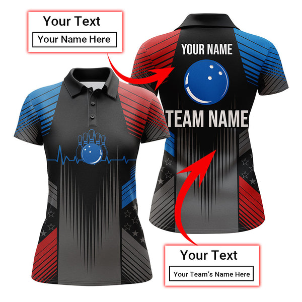 Maxcorners USA Bowling For Team Patriotic Premium Customized Name 3D Shirt For Women