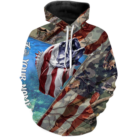 Max Corners Bass fishing Camo American Flag fishing shirts Customize name 3D Hoodie