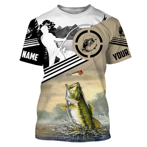 Largemouth Bass Fishing Fisherman Fishing Rod Customize Name Unisex Fishing Shirt