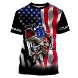 Maxcorners Bass Fishing American Flag Custom 3D Shirts