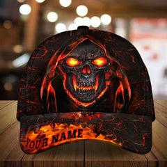 Maxcorners Custom Name Skull Wearing Hat Cap