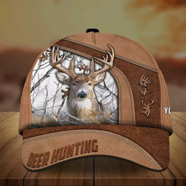 Maxcorners Premium Brown Printed Deer Hunting Personalized 3D Hat