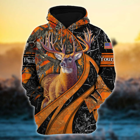 Max Corner Deer Hunting Line Art Camo Pattern Personalized 3D Hoodie For Hunting Lover