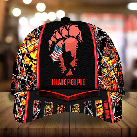 Max Corners I Hate People Camping Art Camo pattern 6 Custom 3D Cap