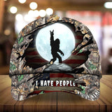 Max Corners I Hate People Bigfoot With Moon Camping Art Camo pattern 3 Custom 3D Cap