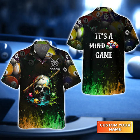 Maxcorners Dead Stroke Skull Billiard On Fire Personalized Name Hawaiian Shirt