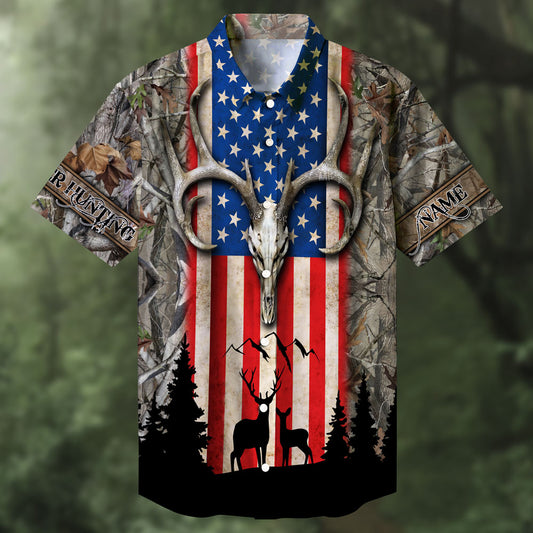 Maxcorners Deer Hunting  Skull Deer Head Multicolored Personalized hawaiian shirt HU0113
