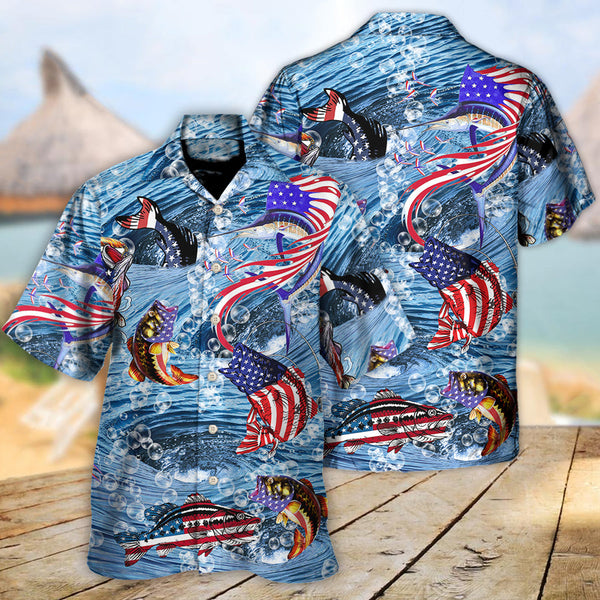 Maxcorners Fishing Hard America Cool Hawaiian Shirt