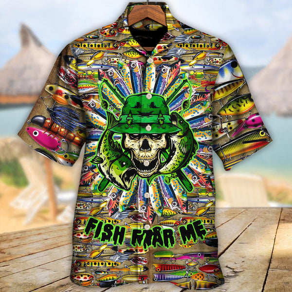 Maxcorners Fishing Just A Man Loves Fishing Skull Cool Hawaiian Shirt