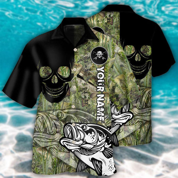 Maxcorners Fishing Lover Skull Cool Style Personalized Hawaiian Shirt