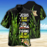Maxcorners Fishing Is My Therapy Jesus Is My Savior Hawaiian Shirt