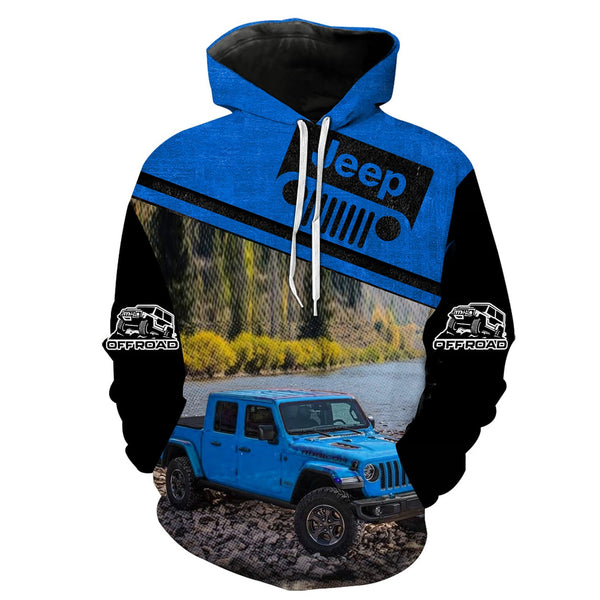 Maxcorners Off Road Jeep Gladiator - Hydro Blue Pearl Hoodie