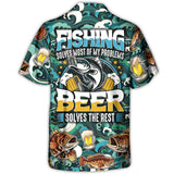 Maxcorners Fishing Beer Fishing Solves Most Of My Problems Beer Solves The Rest Hawaiian Shirt