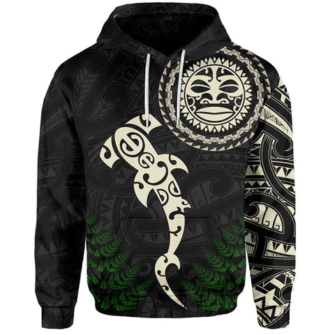 Maxcorners Aotearoa Fern Hoodie Maori Manaia and Fish