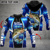 Maxcorner Bass Fishing Blue Galaxy Custom Long Sleeve Performance Fishing 3D shirt