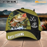 Maxcorners Personalized Take A Bite Green Orange Bass Fishing Cap