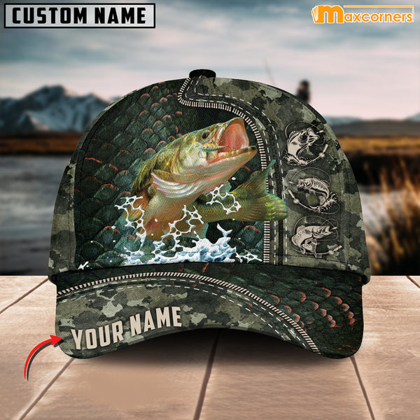 Maxcorners Personalized Zip Up Bass Fishing Cap All Over Printed Color11