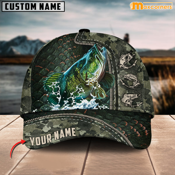 Maxcorners Personalized Zip Up Bass Fishing Cap All Over Printed Color2