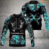 Maxcorners Personalized Deer Hunting Hoodie Cyan