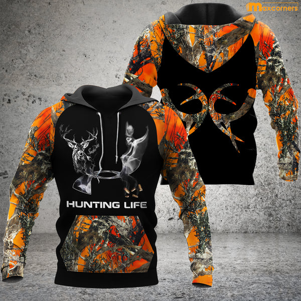 Maxcorners Personalized Deer Hunting Hoodie Orange