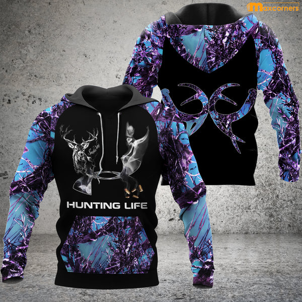 Maxcorners Personalized Deer Hunting Hoodie Purple