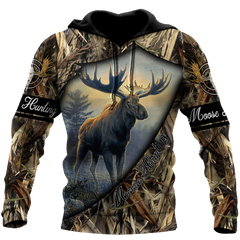 Maxcorners Moose Hunting 3D Over Printed Hoodie